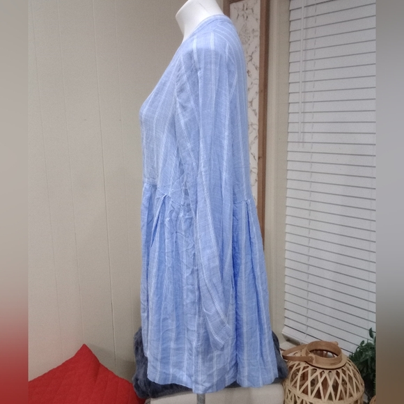 MASAI Blue Tunic White Striped Dress Relaxing Fit Flowy Lightweight Shirt Dress - Picture 6 of 9